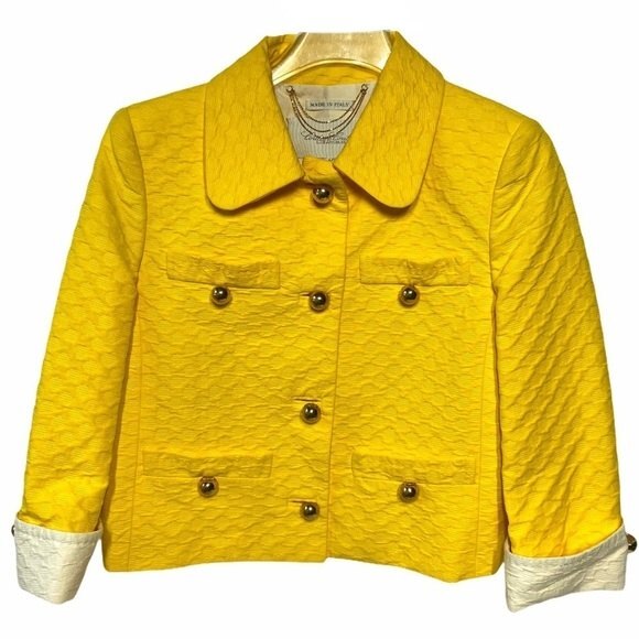 Couture Couture Jacquard 3/4 Sleeve Coat Twiggy Mod Style Los Angeles 40 M - Picture 2 of 15